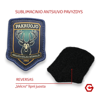 Sublimacinis antsiuvas iki 100 mm su Jūsų dizainu