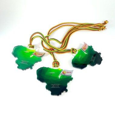 Skaidraus organinio stiklo medalis. Individualus dizainas. Nr.6