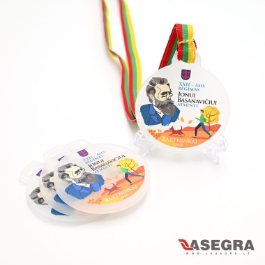 Matinis organinio stiklo medalis. Individualus dizainas. Nr. 3 Matinis organinio stiklo medalis. Individualus dizainas. Nr. 3