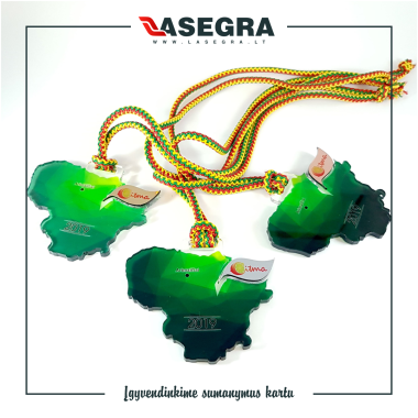 Skaidraus organinio stiklo medalis. Individualus dizainas. Nr.6