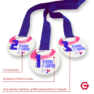 Medalis UV spaudai (baltas) / 60mm