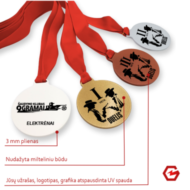 Medalis UV spaudai (baltas) / 65mm