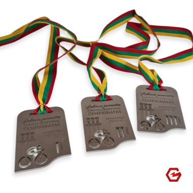 Nerūdijančio plieno medalis. Individualus dizainas. Nr.2