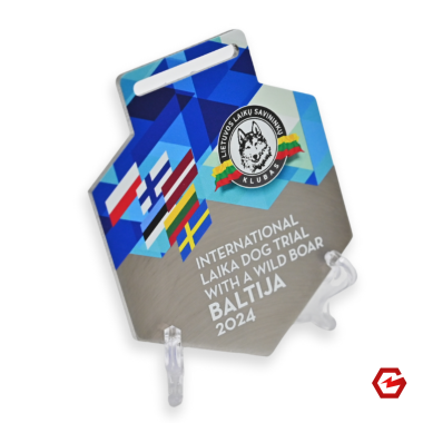 Nerūdijančio plieno medalis. Individualus dizainas. Nr.8