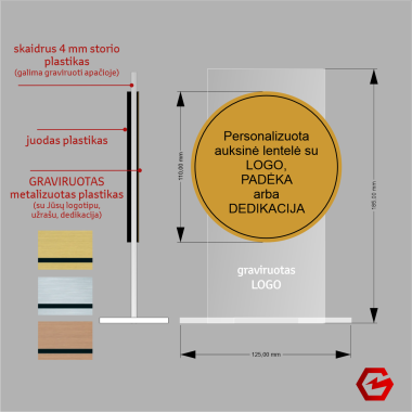 Organinio stiklo apdovanojimas su individualiu dizainu 