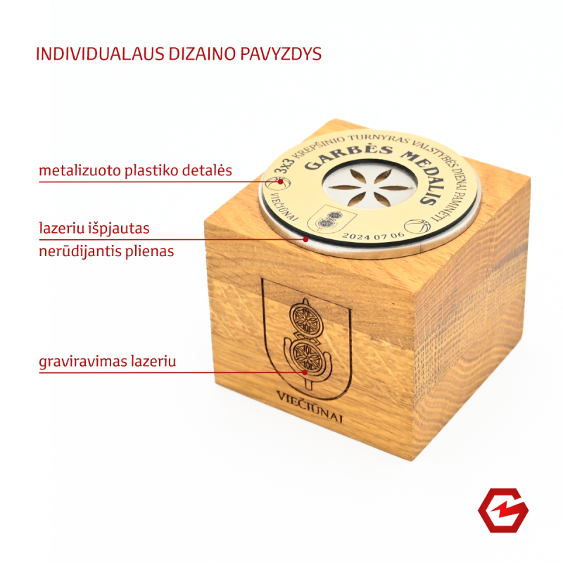 Individualus medinis prizas su metaliniu medaliu Individualus medinis prizas su metaliniu medaliu