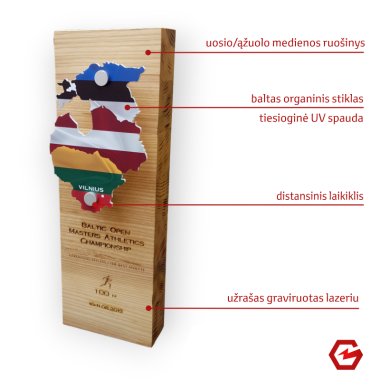 Medinis apdovanojimas su baltu organiniu stiklu L