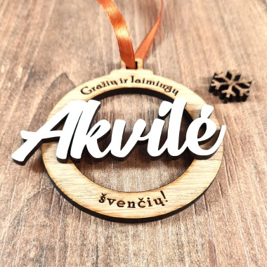 Medinis kalėdinis žaisliukas su vardu Medinis kalėdinis žaisliukas su vardu