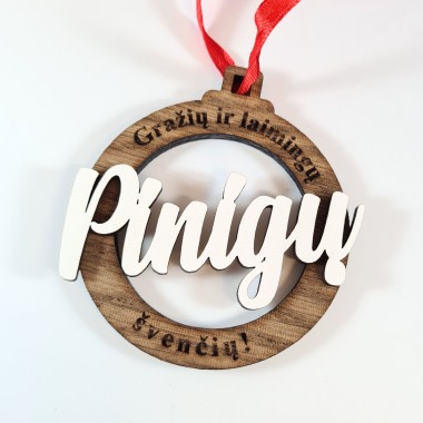 Medinis kalėdinis žaisliukas PINIGŲ