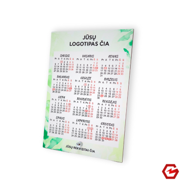 Medinis kalendorius su logotipu ir rekvizitais 2025