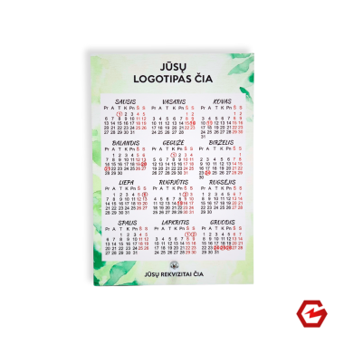 Medinis kalendorius su logotipu ir rekvizitais 2025