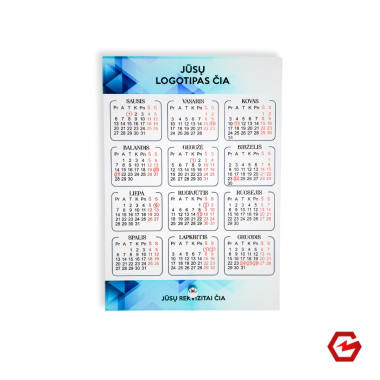 Akrilinis kalendorius su logotipu ir rekvizitais 2025