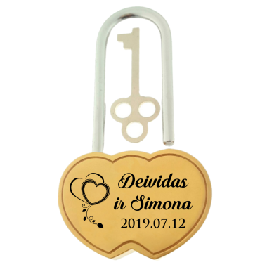 Meilės spyna su graviruotais vardais. Nr.1