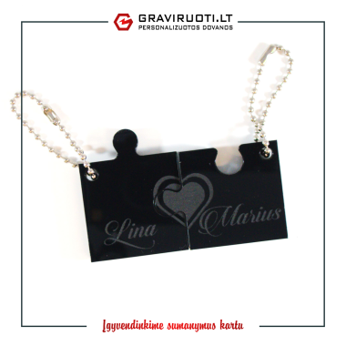 Dviejų dalių raktų pakabukas " Dėlionė"