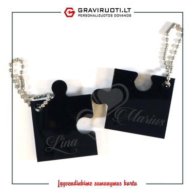 Dviejų dalių raktų pakabukas " Dėlionė"