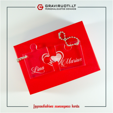 Dviejų dalių raktų pakabukas " Dėlionė"