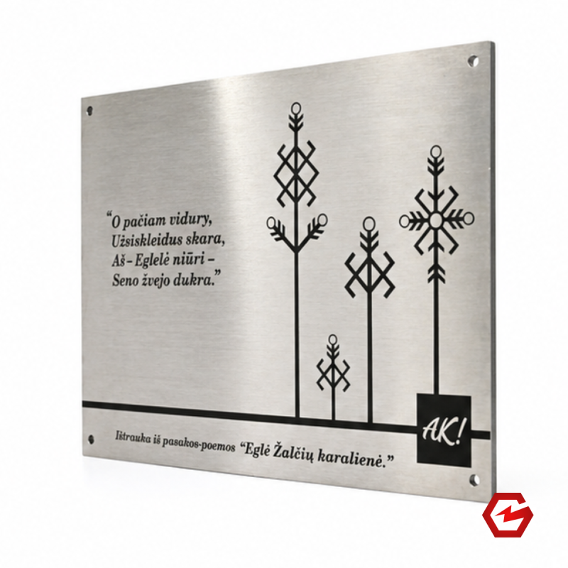 Nerūdijančio plieno iškaba (0,15x34x24 cm)