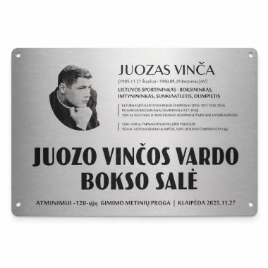 Nerūdijančio plieno iškaba su nuotrauka (0,2x120x90 cm)