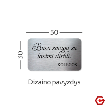 Nerūdijančio plieno lentelė 50x30 mm v1