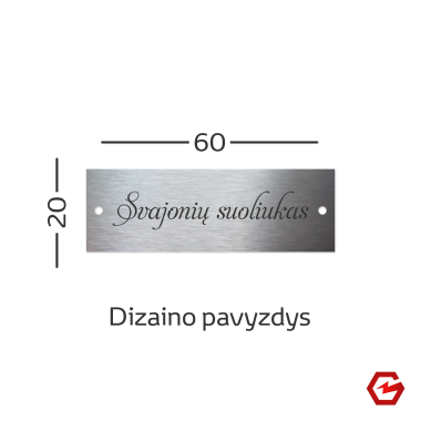 Nerūdijančio plieno lentelė 60x20 mm su skylutėmis