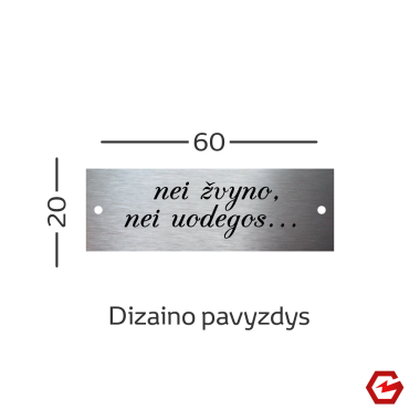 Nerūdijančio plieno lentelė 60x20 mm su skylutėmis