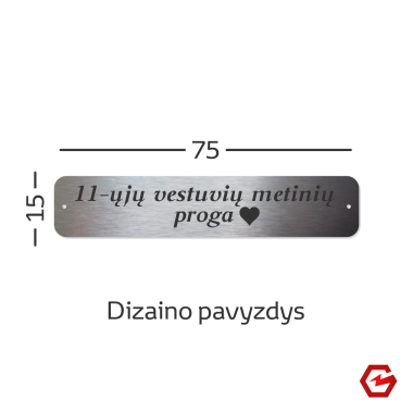 Nerūdijančio plieno lentelė 75x15 mm su skylutėmis