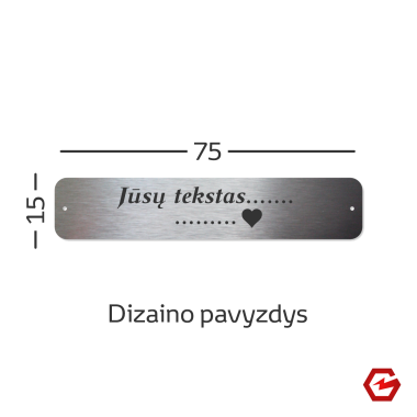 Nerūdijančio plieno lentelė 75x15 mm su skylutėmis