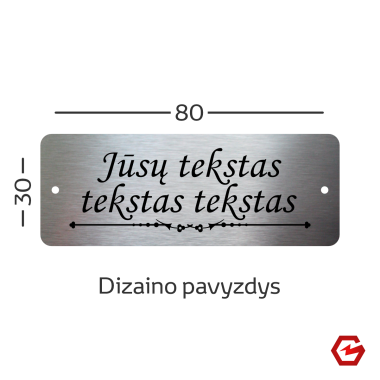 Nerūdijančio plieno lentelė 80x30 mm su skylutėmis