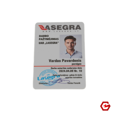 Plastikinis darbo pažymėjimas