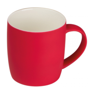 Keramikinis puodelis matinis gumuotas raudonas