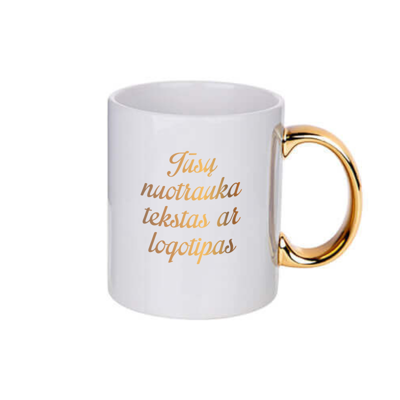 Keramikinis puodelis SU AUKSINE ĄSELE