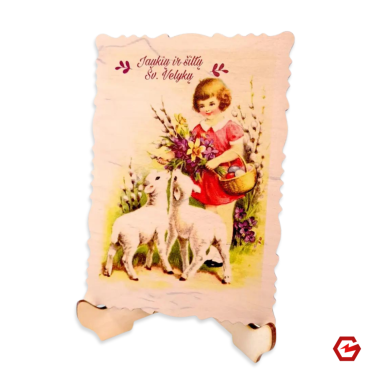 Velykinis atvirukas "Mergaitė ir avys" 