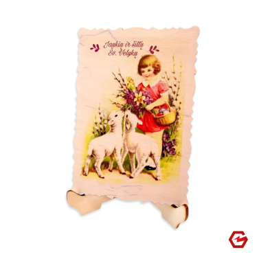 Velykinis atvirukas "Mergaitė ir avys" 