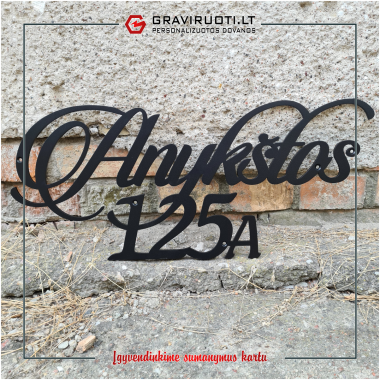 Pasirinkto stiliaus gatvės užrašas ir namo numeris iš 5 mm plieno