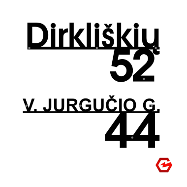 Gatvės užrašas ir namo numeris "Modernus"