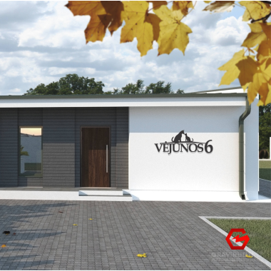 Gatvės užrašas ir namo numeris "Gyvūnai"