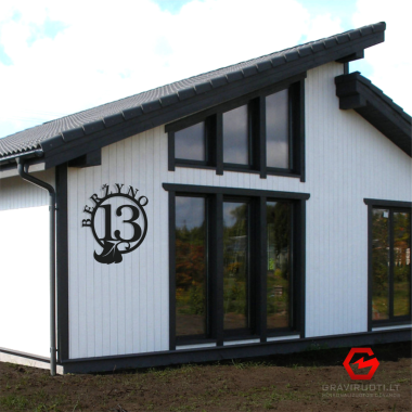 Gatvės užrašas ir namo numeris apskritime Gatvės užrašas ir namo numeris apskritime