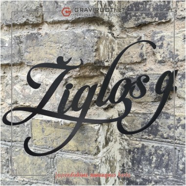 Pasirinkto stiliaus gatvės užrašas ir namo numeris iš 3 mm plieno