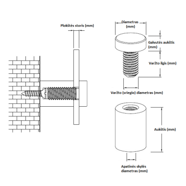 Distancinis laikiklis CA - 1925 BK juodas (Nr.9)