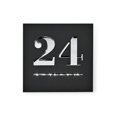 Kvadratinė namo numerio lentelė – juoda/veidrodinė