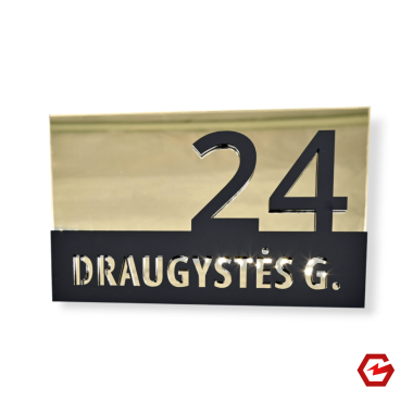 Namo numeris  – veidrodinis auksas ir matinė juoda