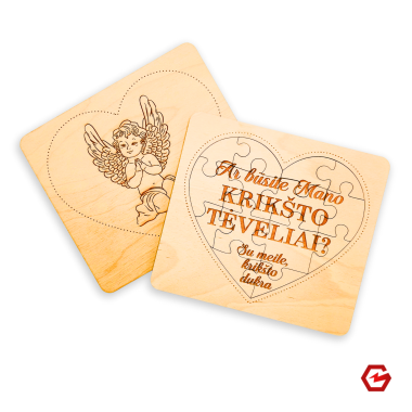Medinė dėlionė "Krikšto tėveliams"