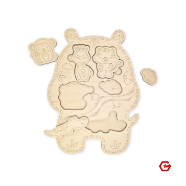 Medinė dėlionė vaikams "Laukiniai gyūnai"