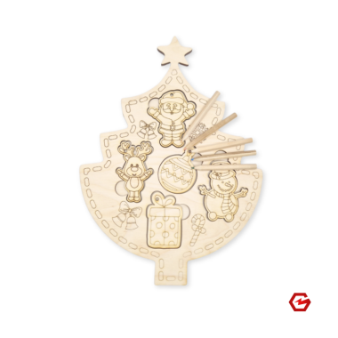 Medinė dėlionė vaikams "Eglutė su Kalėdiniais žaisliukais"
