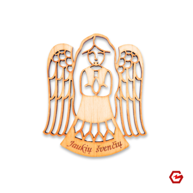 Angelas su graviruotu linkėjimu