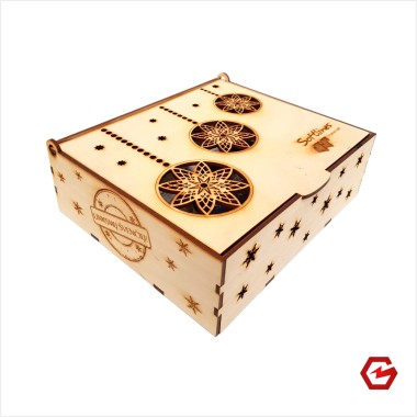 Fanerinė dovanų dėžutė "Linksmų švenčių!"