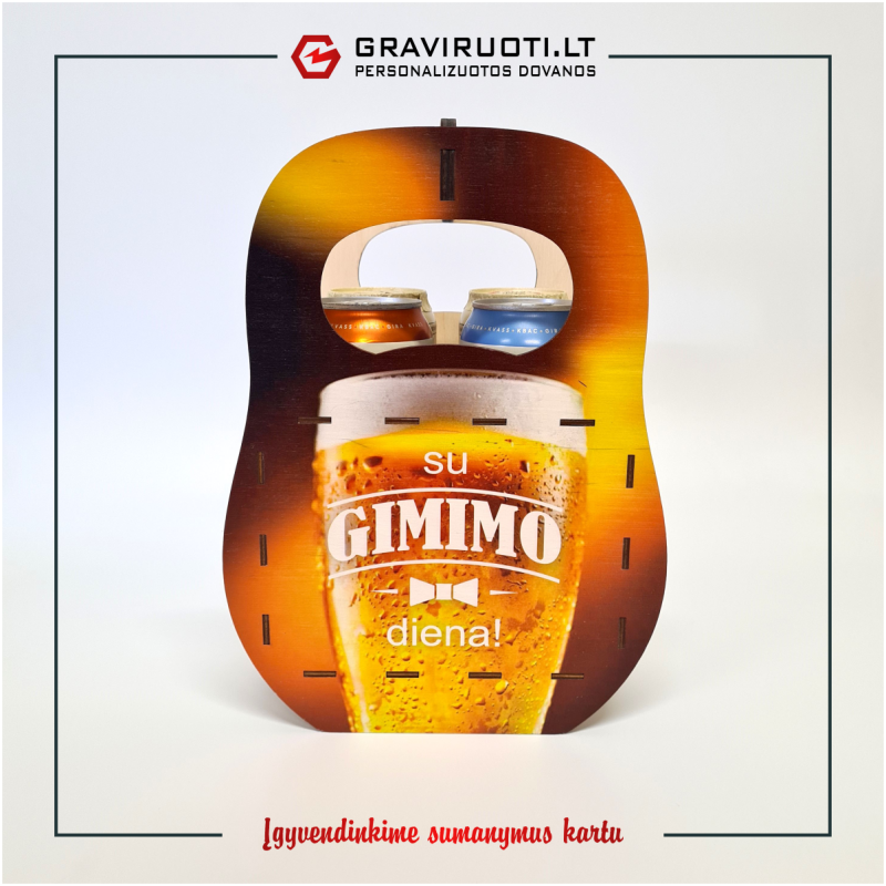 Dėžutė "Su gimimo diena" 4 skardinėms ar buteliams Dėžutė "Su gimimo diena" 4 skardinėms ar buteliams