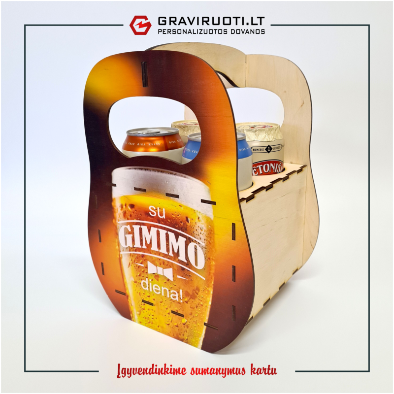 Dėžutė "Su gimimo diena" 4 skardinėms ar buteliams Dėžutė "Su gimimo diena" 4 skardinėms ar buteliams