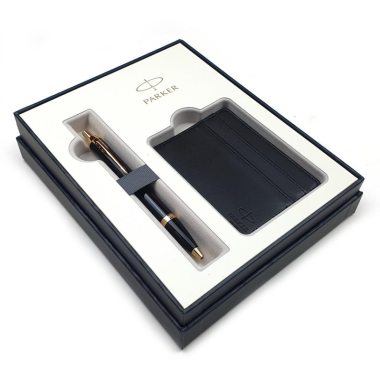 Rašiklis PARKER IM BLACK GT su EKO kortelių dėklu firminėje dovanų dėžutėje