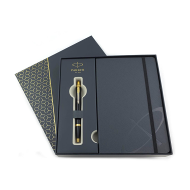 Rašiklis PARKER IM BLACK GT su PARKER užrašų knyga. Elegantiškoje dovanų dėžutėje  